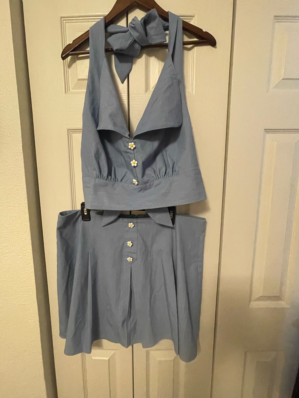 Light Blue Women's Two-Piece Skirt Set